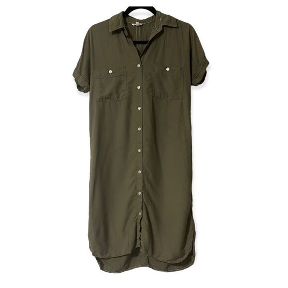 Max Studio Dresses & Skirts - Max studio dress XS extra small green olive army EUC button up short sleeve EUC